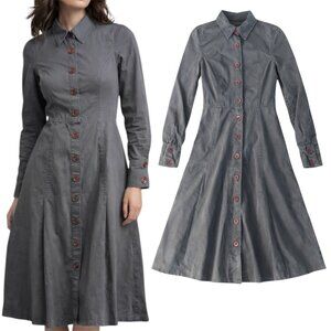 Claudia Sträter Gray Button Down Pleated Dress Size 38